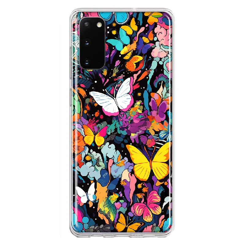 For Samsung Galaxy S20 Psychedelic Trippy Butterflies Pop Art Design Hybrid Protective Phone Case Cover