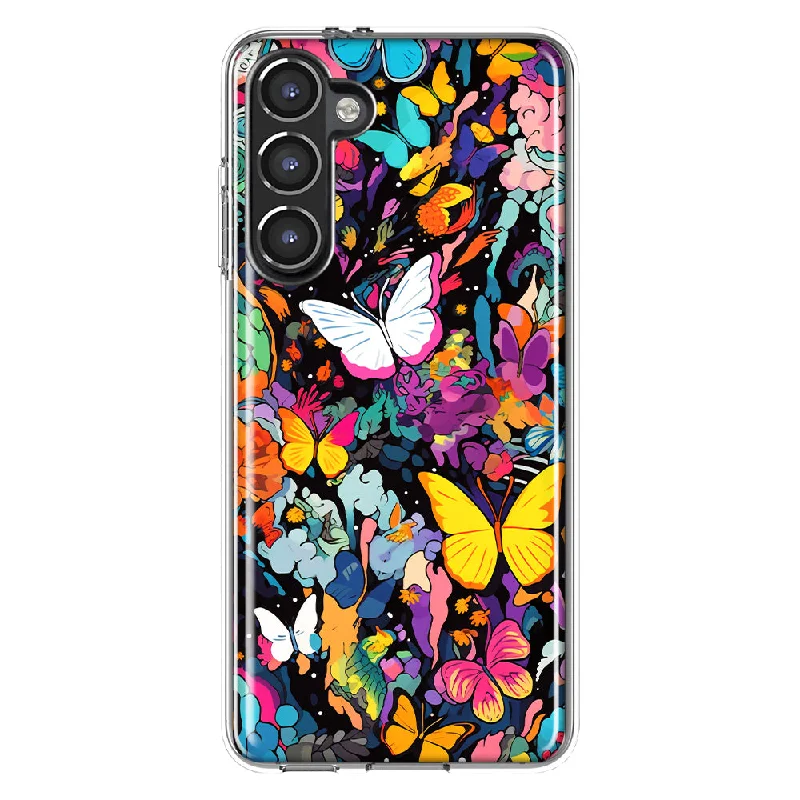 For Samsung Galaxy S23 Psychedelic Trippy Butterflies Pop Art Design Hybrid Protective Phone Case Cover