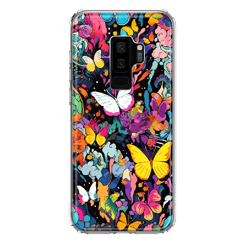 For Samsung Galaxy S9 Plus Psychedelic Trippy Butterflies Pop Art Design Hybrid Protective Phone Case Cover