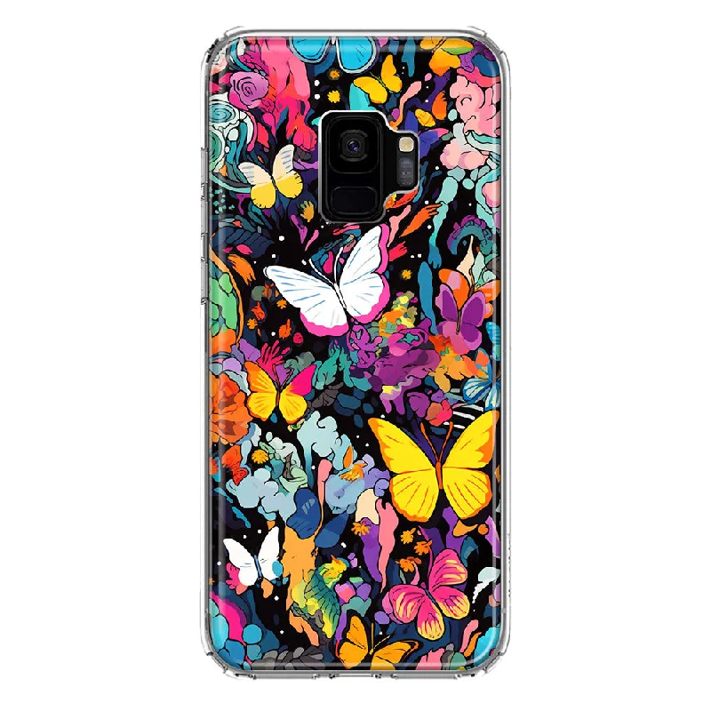 For Samsung Galaxy S9 Psychedelic Trippy Butterflies Pop Art Design Hybrid Protective Phone Case Cover