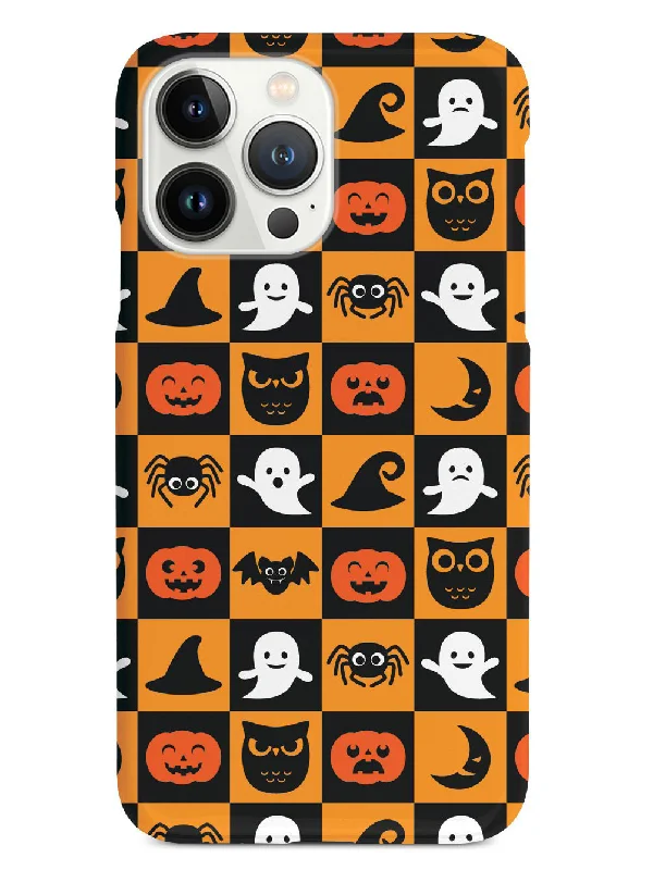 Halloween Icons Checkered Pattern - White Case