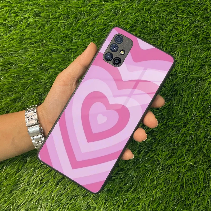 Latte Love Patter Glass Case Cover - Pink For Samsung