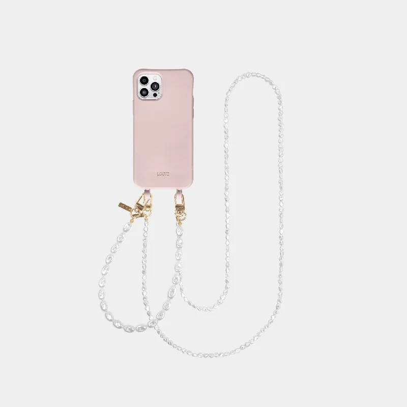 Pink Phone Case + Pearl Wristlet & Crossbody Chain