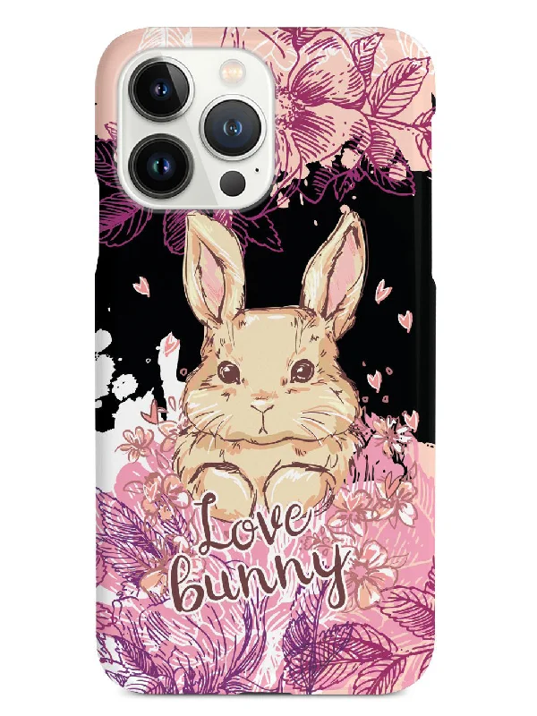 Adorable Floral Love Bunny - Black Case