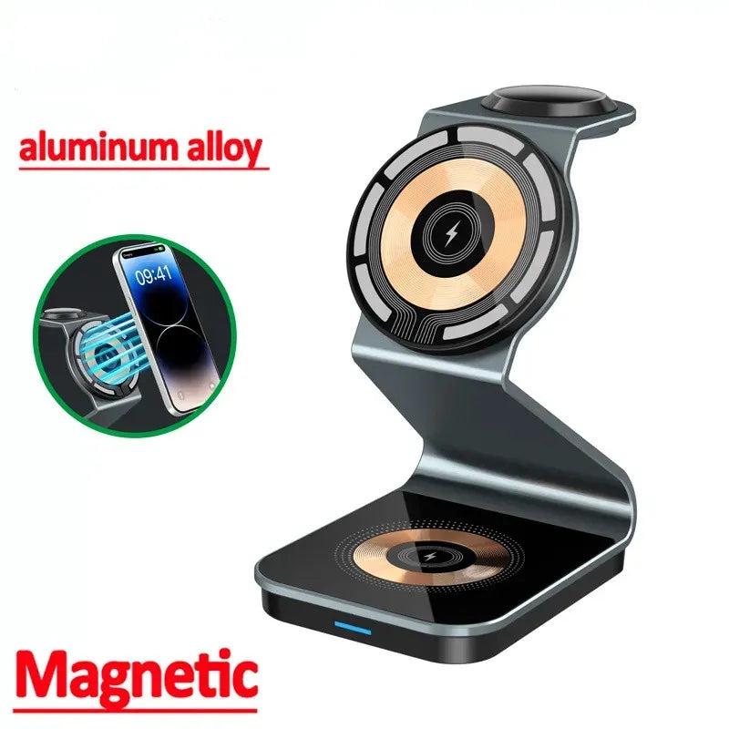 Wireless Charger #230 = 15W 3 In 1 Magnetic Wireless Charger Aluminum Alloy Stand