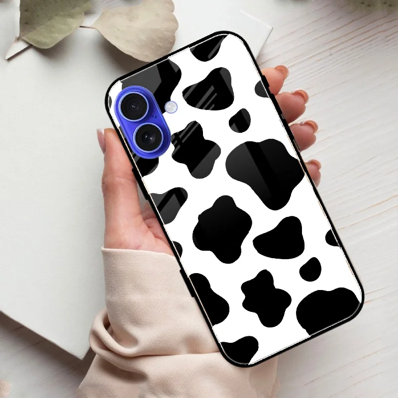 Cow Print Glass Phone Case Cover For iPhone