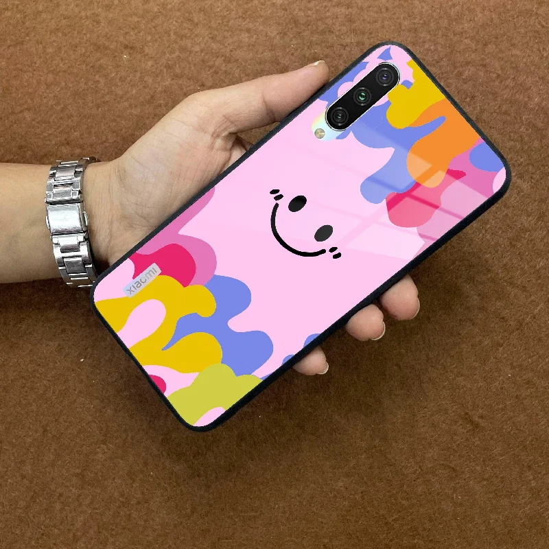 Cute Pink Smiley Multicolor Glass Case For Redmi/Xiaomi