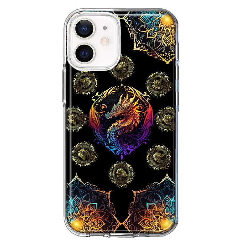 For Apple iPhone 11 Mandala Geometry Abstract Dragon Pattern Design Hybrid Protective Phone Case Cover