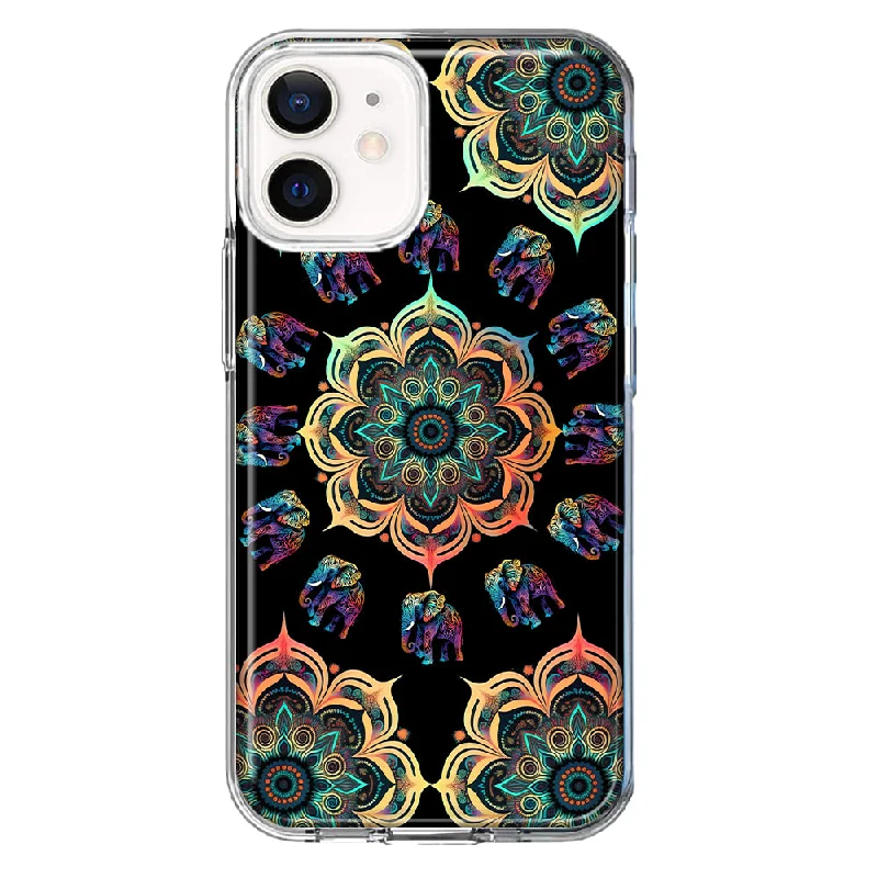 For Apple iPhone 11 Mandala Geometry Abstract Elephant Pattern Design Hybrid Protective Phone Case Cover