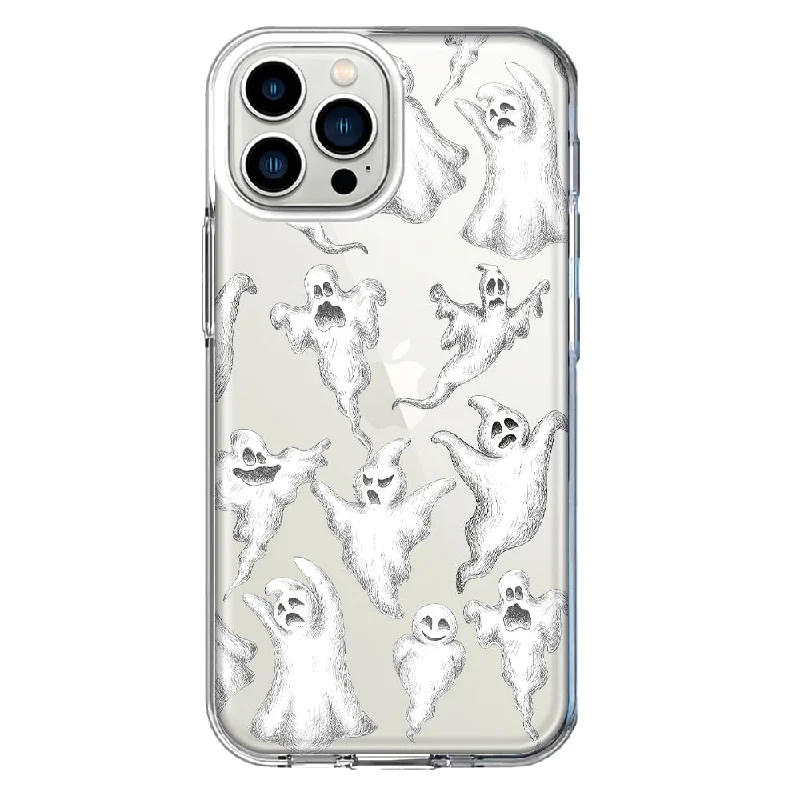 For Apple iPhone 11 Pro Cute Halloween Spooky Floating Ghosts Horror Scary Design Hybrid Protective Phone Case Cover