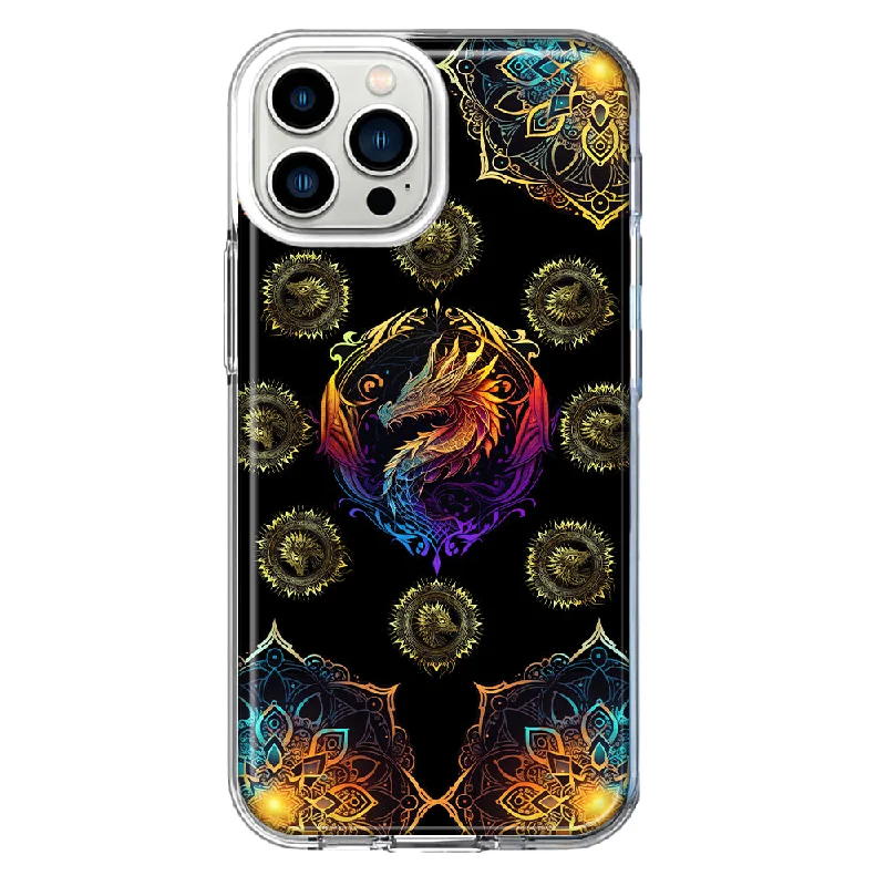 For Apple iPhone 11 Pro Mandala Geometry Abstract Dragon Pattern Design Hybrid Protective Phone Case Cover