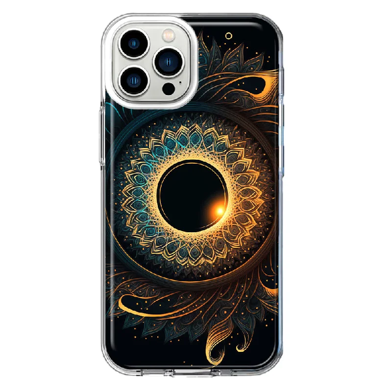 For Apple iPhone 11 Pro Mandala Geometry Abstract Eclipse Pattern Design Hybrid Protective Phone Case Cover