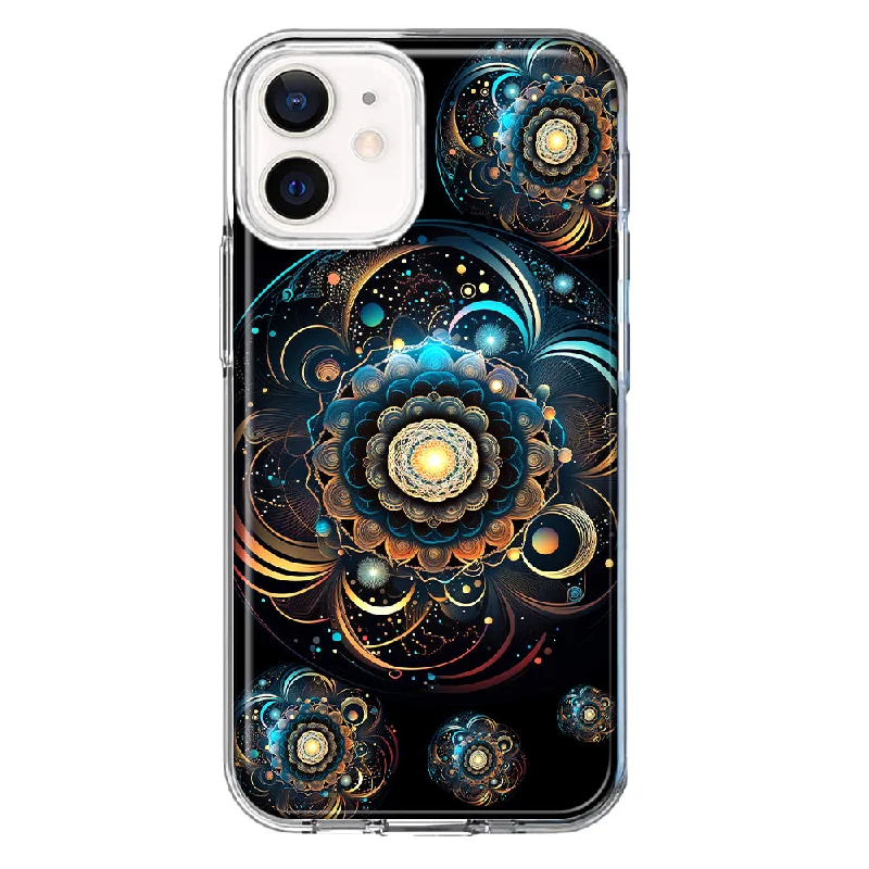 For Apple iPhone 12 Mini Mandala Geometry Abstract Multiverse Pattern Design Hybrid Protective Phone Case Cover