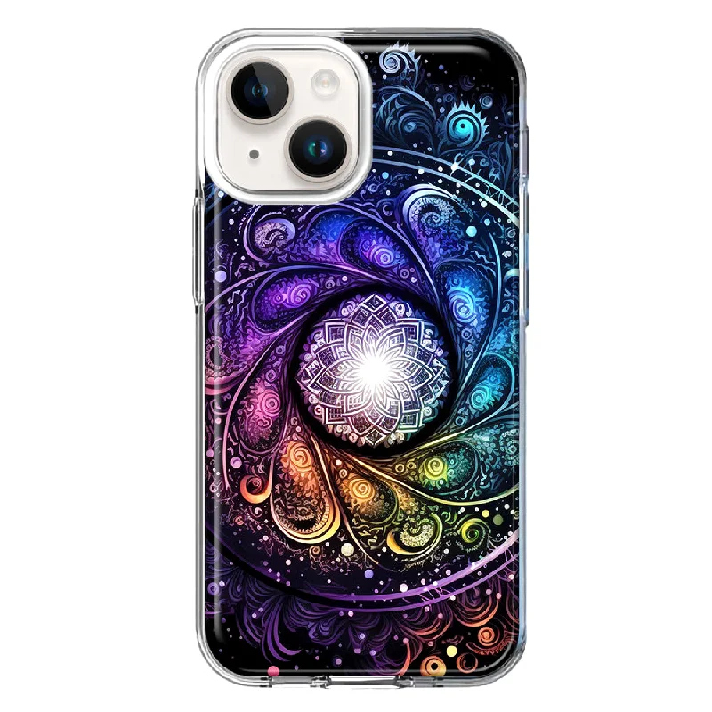 For Apple iPhone 13 Mandala Geometry Abstract Galaxy Pattern Design Hybrid Protective Phone Case Cover