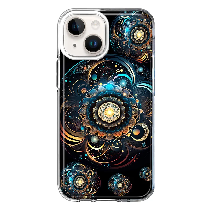 For Apple iPhone 13 Mandala Geometry Abstract Multiverse Pattern Design Hybrid Protective Phone Case Cover