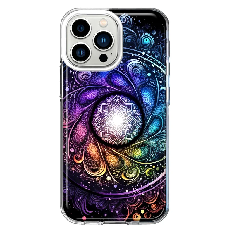 For Apple iPhone 13 Pro Mandala Geometry Abstract Galaxy Pattern Design Hybrid Protective Phone Case Cover