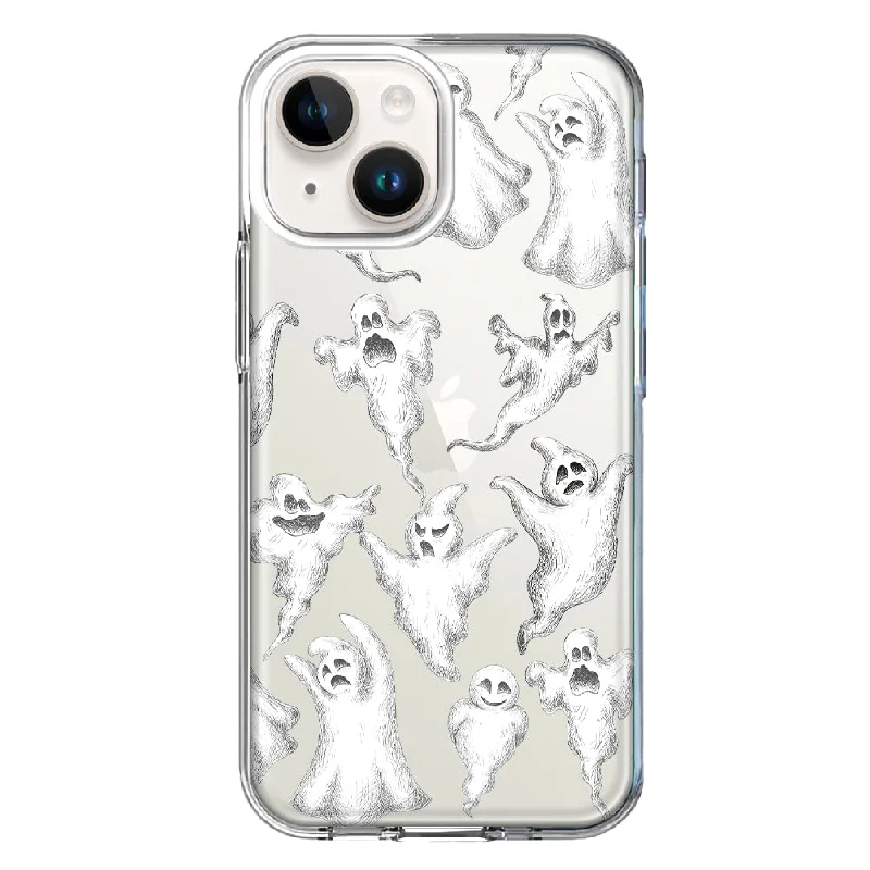 For Apple iPhone 14 Cute Halloween Spooky Floating Ghosts Horror Scary Design Hybrid Protective Phone Case Cover