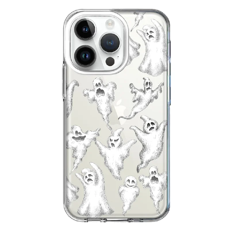 For Apple iPhone 14 Pro Cute Halloween Spooky Floating Ghosts Horror Scary Design Hybrid Protective Phone Case Cover