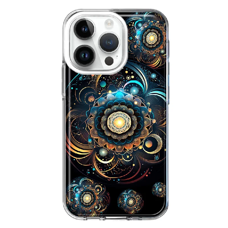 For Apple iPhone 14 Pro Mandala Geometry Abstract Multiverse Pattern Design Hybrid Protective Phone Case Cover