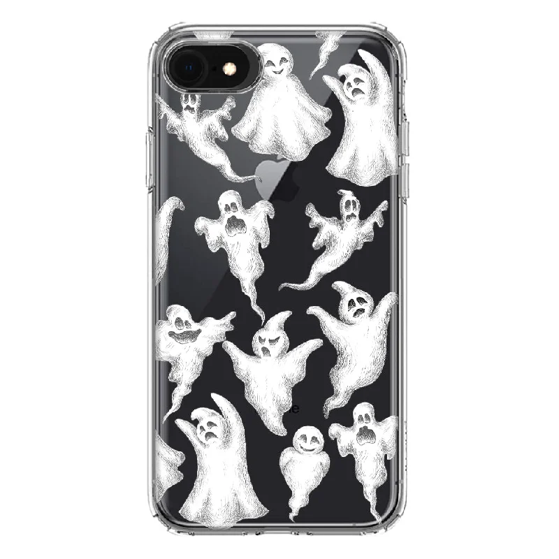 For Apple iPhone 6/7/8/SE 2020/SE 3 2022 Cute Halloween Spooky Floating Ghosts Horror Scary Design Hybrid Protective Phone Case Cover