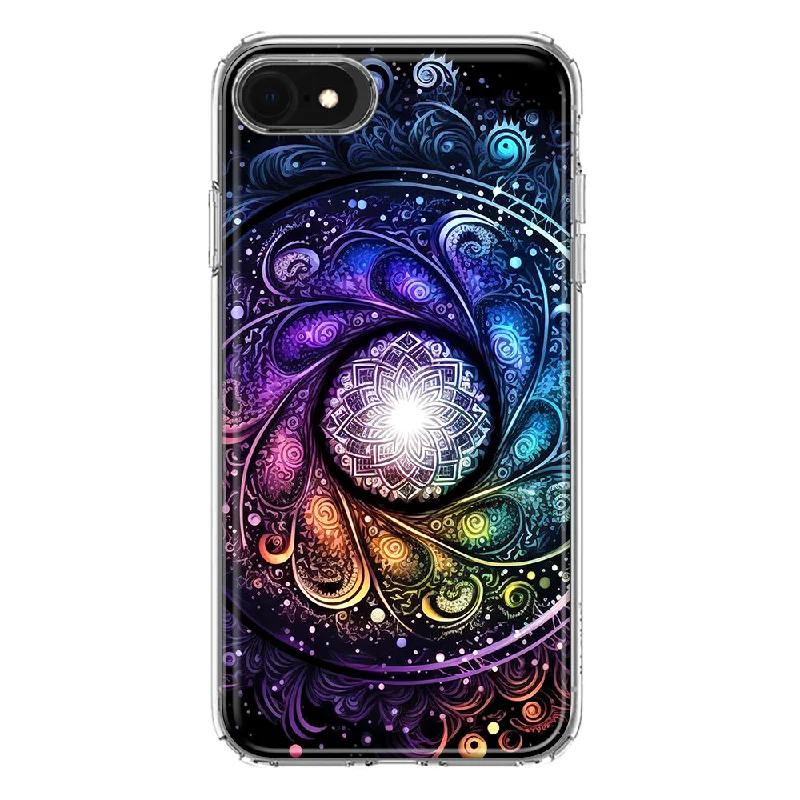 For Apple iPhone 6/7/8/SE 2020/SE 3 2022 Mandala Geometry Abstract Galaxy Pattern Design Hybrid Protective Phone Case Cover