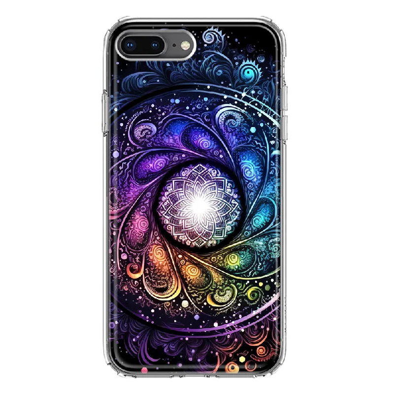 For Apple iPhone 7/8 Plus Mandala Geometry Abstract Galaxy Pattern Design Hybrid Protective Phone Case Cover