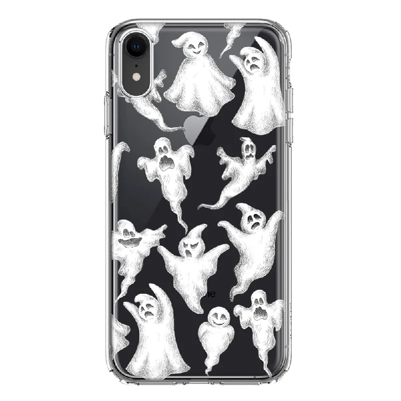 For Apple iPhone XR Cute Halloween Spooky Floating Ghosts Horror Scary Design Hybrid Protective Phone Case Cover