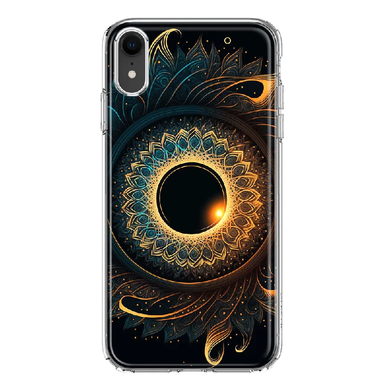 For Apple iPhone XR Mandala Geometry Abstract Eclipse Pattern Design Hybrid Protective Phone Case Cover