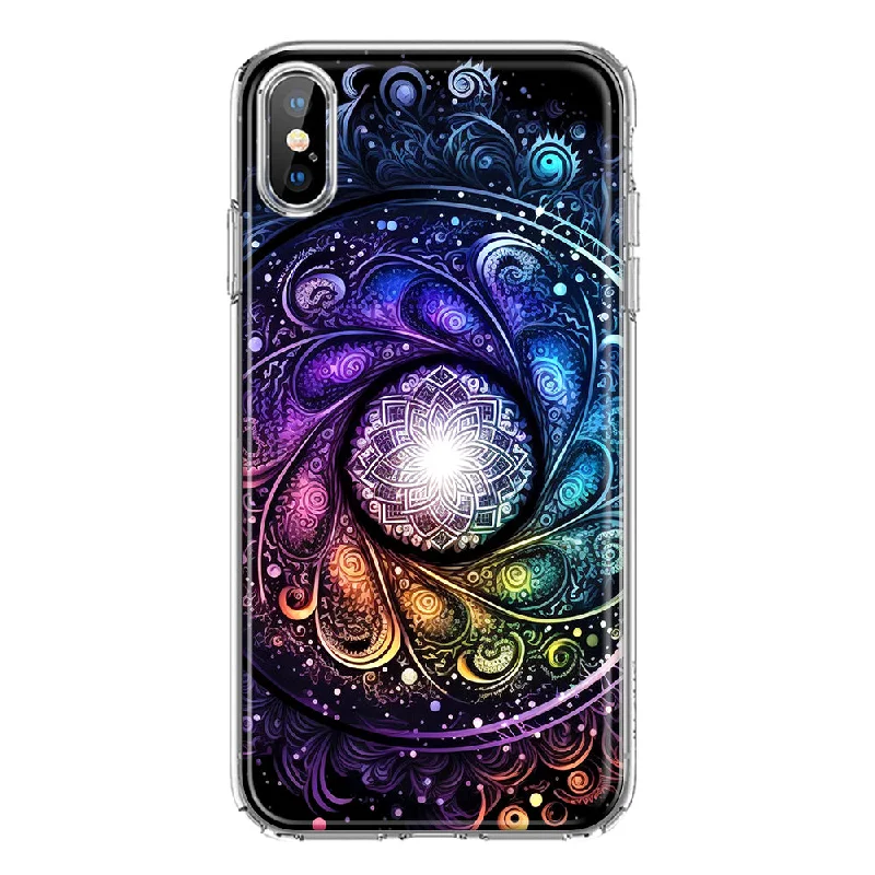 For Apple iPhone XS Max Mandala Geometry Abstract Galaxy Pattern Design Hybrid Protective Phone Case Cover