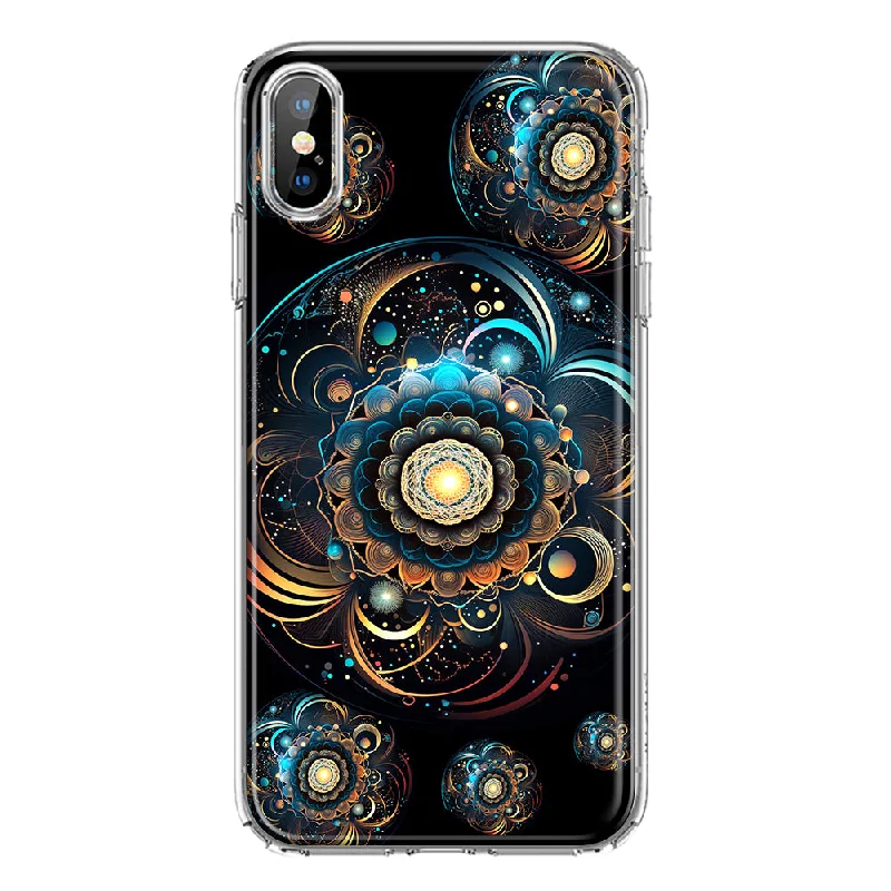 For Apple iPhone XS Max Mandala Geometry Abstract Multiverse Pattern Design Hybrid Protective Phone Case Cover