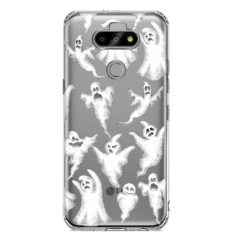 For LG Aristo 5/Phoenix 5/Risio 4 Cute Halloween Spooky Floating Ghosts Horror Scary Design Hybrid Protective Phone Case Cover