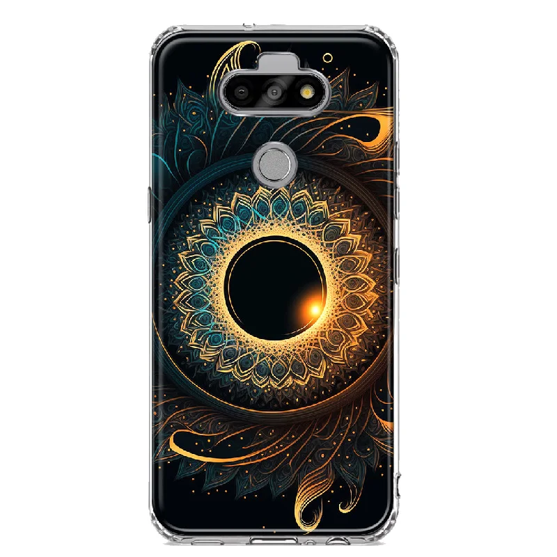 For LG Aristo 5/Phoenix 5/Risio 4 Mandala Geometry Abstract Eclipse Pattern Design Hybrid Protective Phone Case Cover