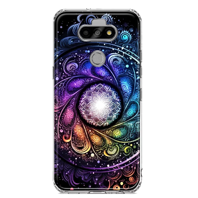 For LG Aristo 5/Phoenix 5/Risio 4 Mandala Geometry Abstract Galaxy Pattern Design Hybrid Protective Phone Case Cover