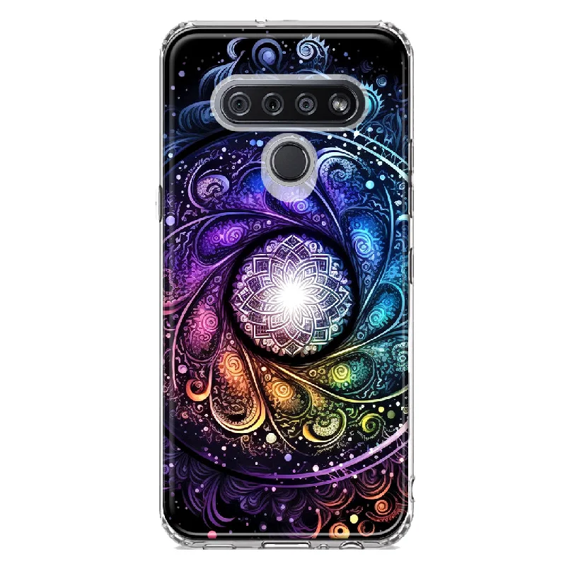 For LG K51 Mandala Geometry Abstract Galaxy Pattern Design Hybrid Protective Phone Case Cover