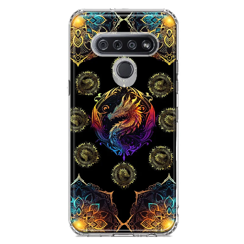 For LG Stylo 6 Mandala Geometry Abstract Dragon Pattern Design Hybrid Protective Phone Case Cover