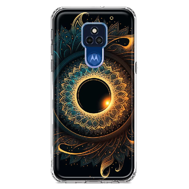 For Motorola Moto G Play 2021 Mandala Geometry Abstract Eclipse Pattern Design Hybrid Protective Phone Case Cover