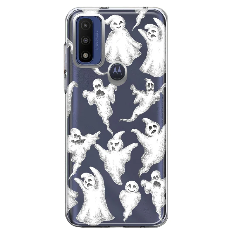 For Motorola Moto G Play 2023 Cute Halloween Spooky Floating Ghosts Horror Scary Design Hybrid Protective Phone Case Cover