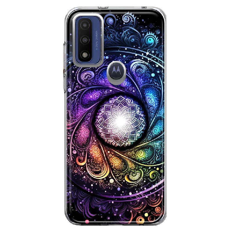 For Motorola Moto G Play 2023 Mandala Geometry Abstract Galaxy Pattern Design Hybrid Protective Phone Case Cover