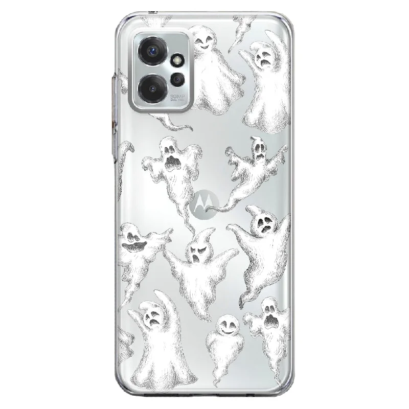 For Motorola Moto G Power 5G 2023 Cute Halloween Spooky Floating Ghosts Horror Scary Design Hybrid Protective Phone Case Cover