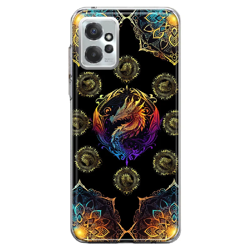 For Motorola Moto G Power 5G 2023 Mandala Geometry Abstract Dragon Pattern Design Hybrid Protective Phone Case Cover