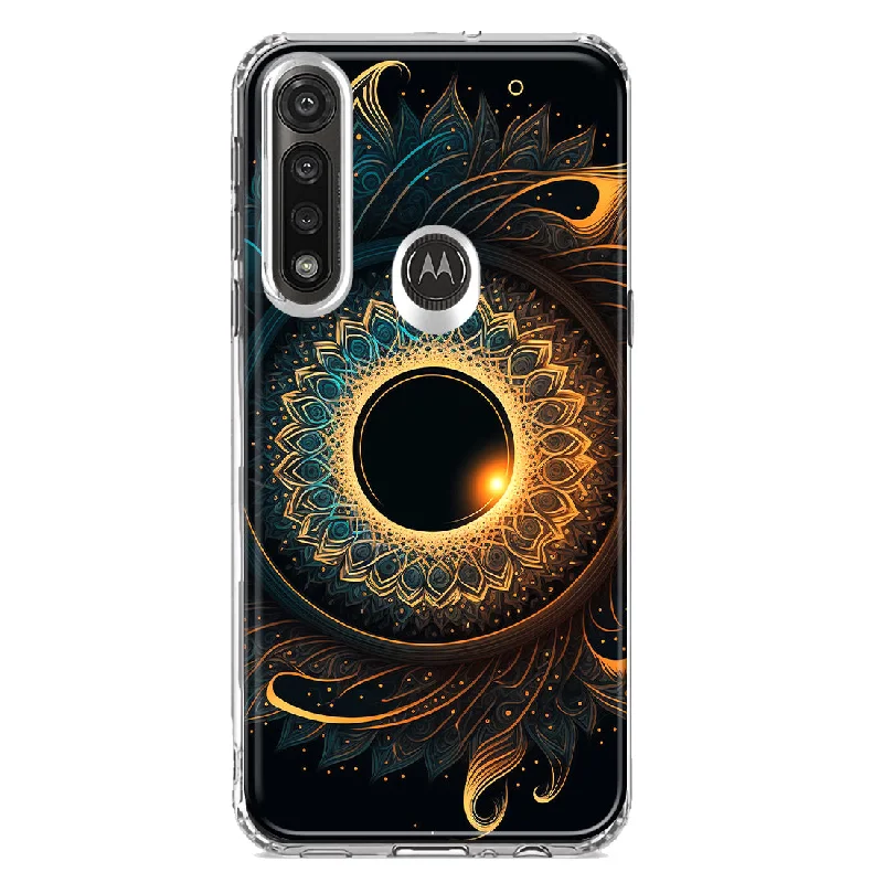 For Motorola Moto G Power Mandala Geometry Abstract Eclipse Pattern Design Hybrid Protective Phone Case Cover