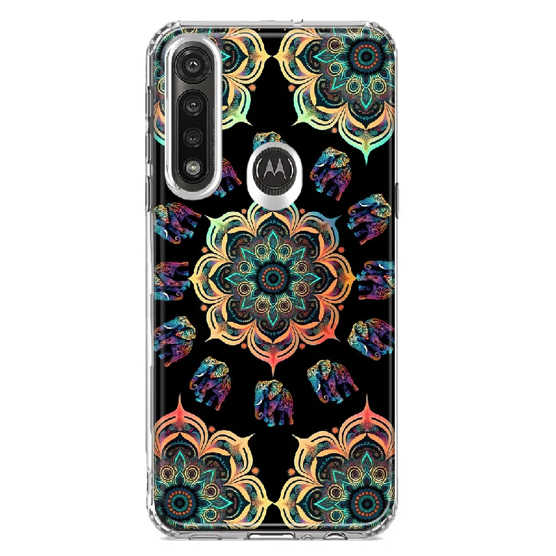 For Motorola Moto G Power Mandala Geometry Abstract Elephant Pattern Design Hybrid Protective Phone Case Cover