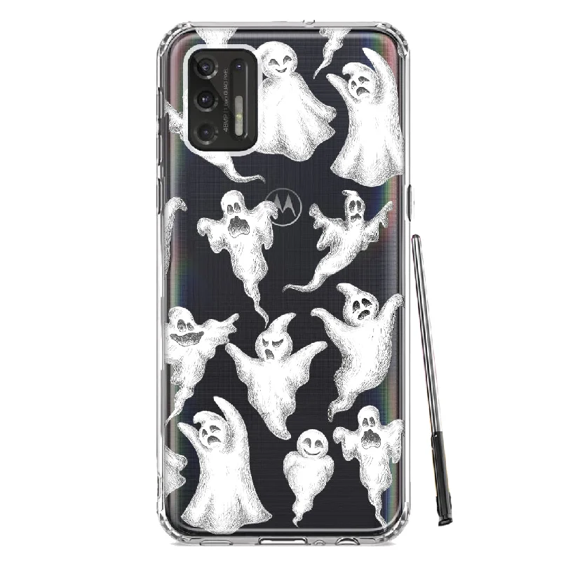 For Motorola Moto G Stylus 2021 Cute Halloween Spooky Floating Ghosts Horror Scary Design Hybrid Protective Phone Case Cover