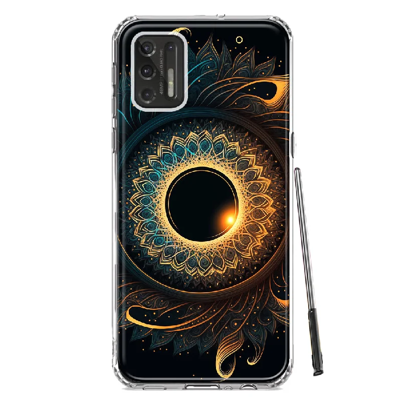 For Motorola Moto G Stylus 2021 Mandala Geometry Abstract Eclipse Pattern Design Hybrid Protective Phone Case Cover