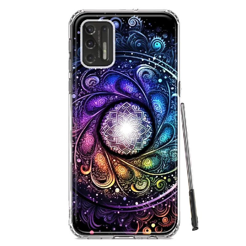 For Motorola Moto G Stylus 2021 Mandala Geometry Abstract Galaxy Pattern Design Hybrid Protective Phone Case Cover