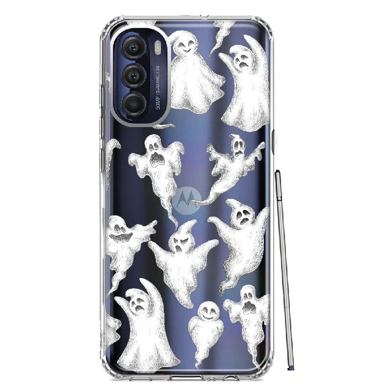 For Motorola Moto G Stylus 4G 2022 Cute Halloween Spooky Floating Ghosts Horror Scary Design Hybrid Protective Phone Case Cover