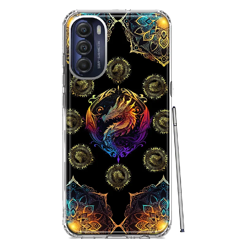 For Motorola Moto G Stylus 4G 2022 Mandala Geometry Abstract Dragon Pattern Design Hybrid Protective Phone Case Cover