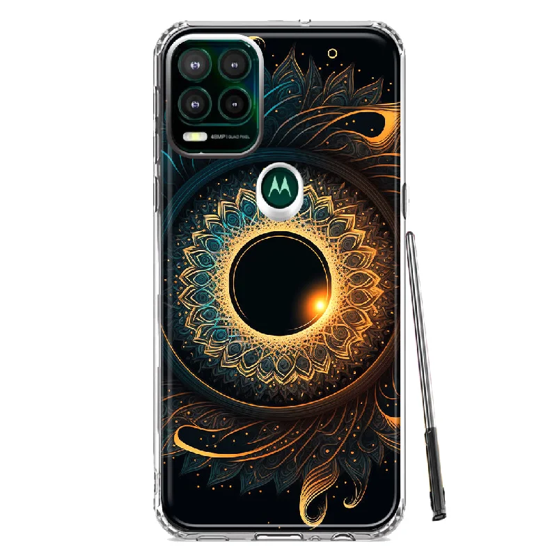 For Motorola Moto G Stylus 5G Mandala Geometry Abstract Eclipse Pattern Design Hybrid Protective Phone Case Cover