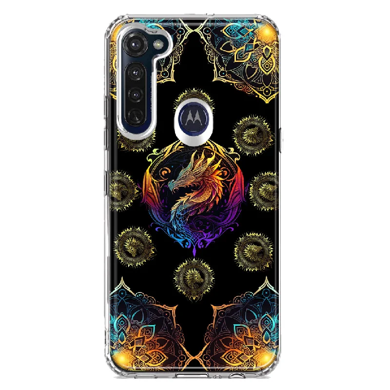 For Motorola Moto G Stylus Mandala Geometry Abstract Dragon Pattern Design Hybrid Protective Phone Case Cover