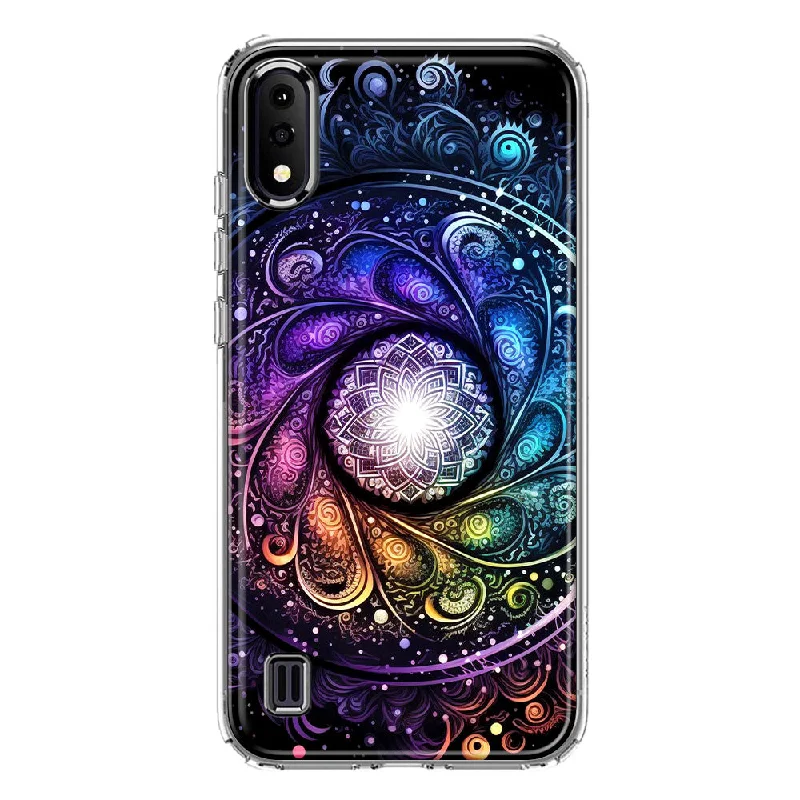 For Samsung Galaxy A01 Mandala Geometry Abstract Galaxy Pattern Design Hybrid Protective Phone Case Cover